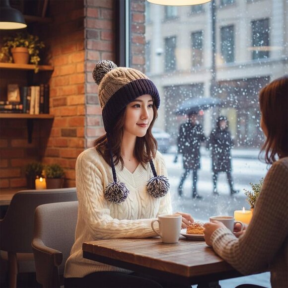 Women zangqing Winter Peruvian Cover Ears Beanie Hat Ear Flaps Sherpa Ski Snow main image 3